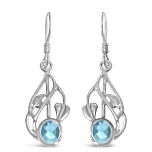 Rennie Mackintosh Drop Earrings Sterling Silver With Blue Topaz Hamilton & Young